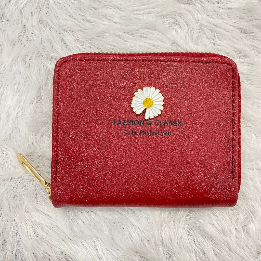 HC Dompet Wanita Kecil Motif Bunga Daisy Dompet Lipat Kecil Wanita import motif Bunga-HC8508 MERAH