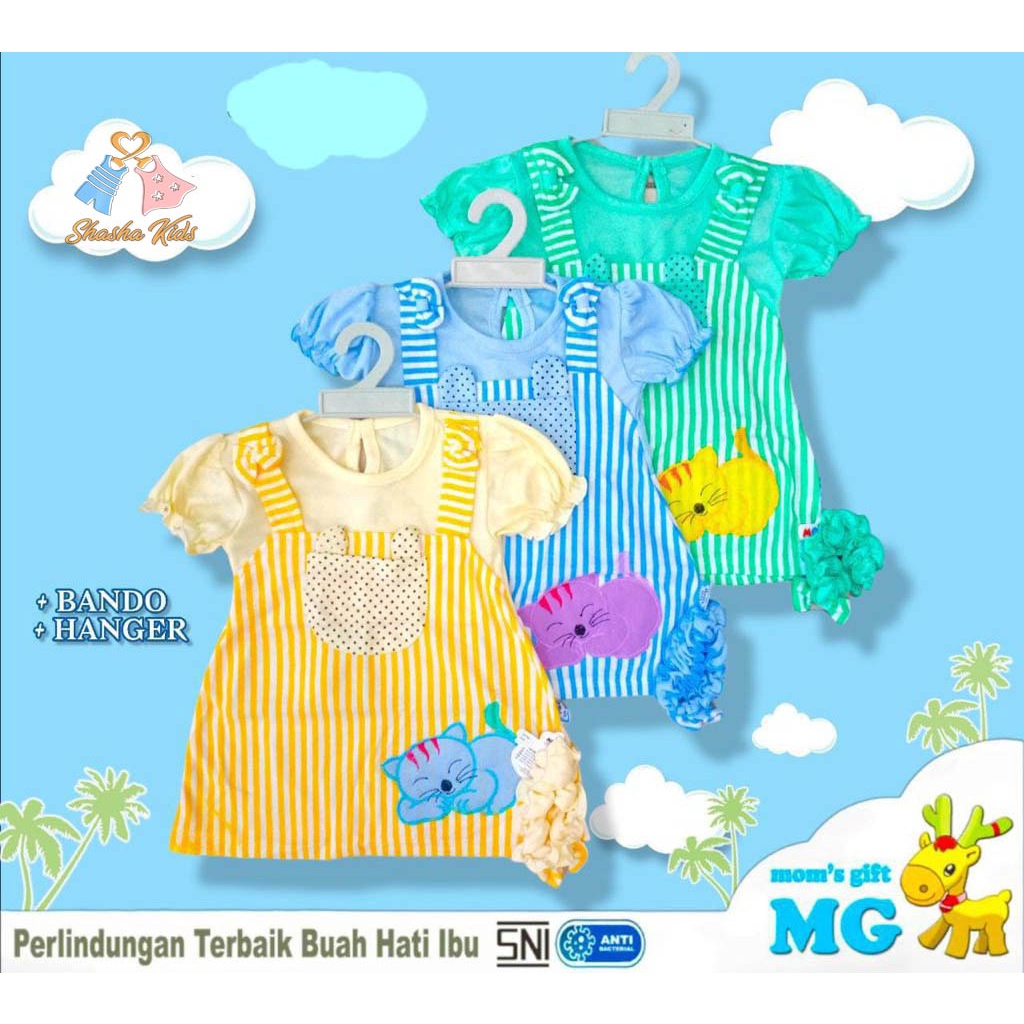 [MG 01] Baju Bayi Perempuan/ Dress Bayi Perempuan Mom's Gift salur kuncing 3-9 bln