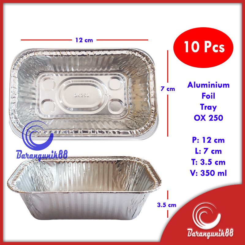 Aluminium Foil Tray OX250 @10pcs Aluminium Foil Cup OX 250 Kotak Persegi