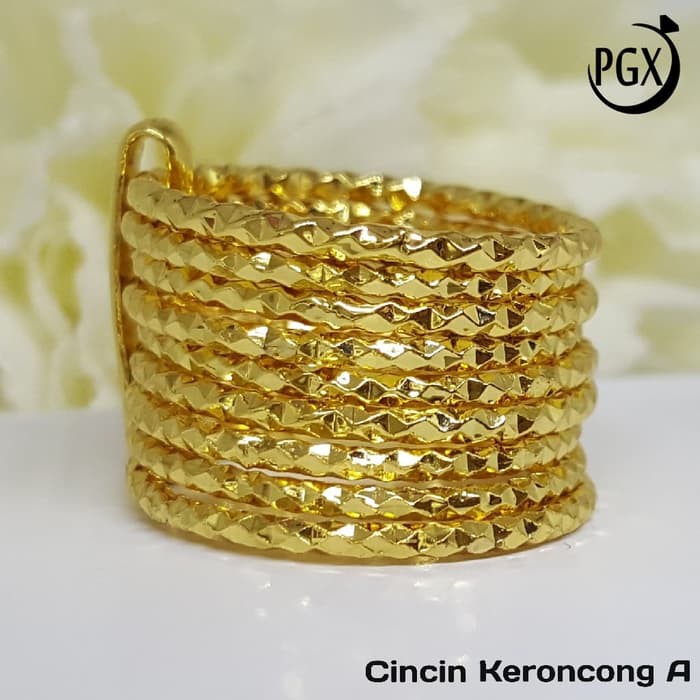 LMX Cincin Keroncong Gold Silver  Set Perhiasan Imitasi Xuping Lapis Emas    Emas