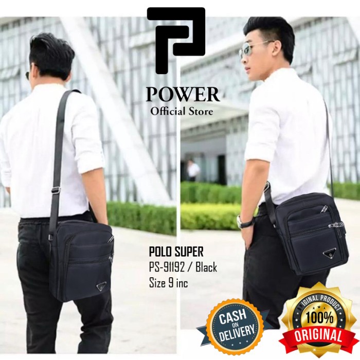 Polo Power 012S Tas Slempang Pria Sling bag Import Tas Polo Original - Hitam