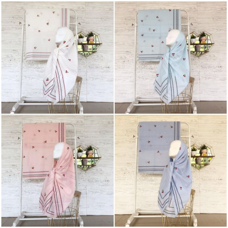 HIJAB SEGIEMPAT VOAL PREMIUM MOTIF BUNGA TULIP KEYZ HIJAB KH009