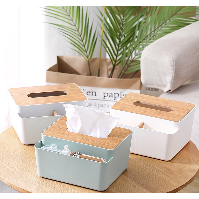 TEMPAT TISU / TISSUE BOX / TEMPAT TISSUE DENGAN SEKAT MINIMALIS AESTHETIC KOTAK TISSUE PENYIMPANAN MULTIFUNGSI