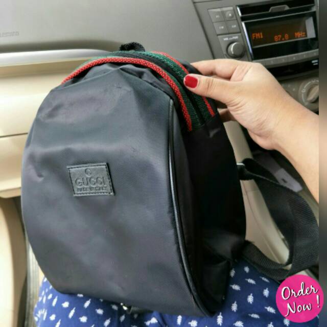 Tas Punggung Fashion Sporty Gucci Wanita (Gucci Backpack - Hitam)