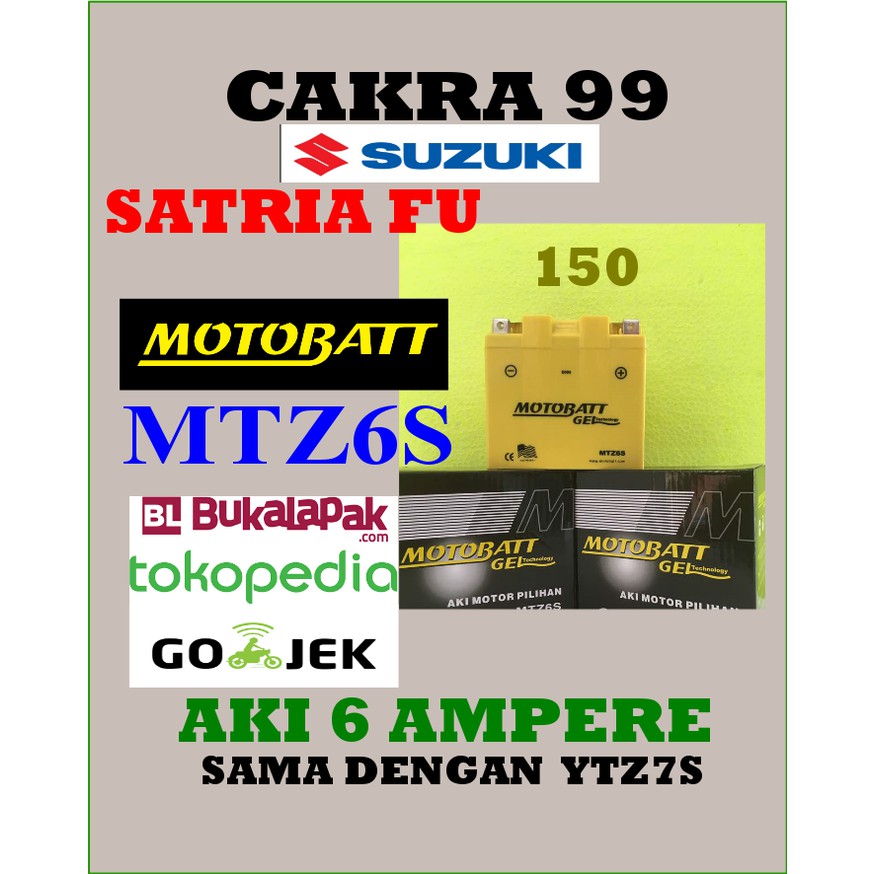 Aki Gel Kering Suzuki Satria Fu 150 Motobatt Mtz6S /Ytz7S Gs Yuasa