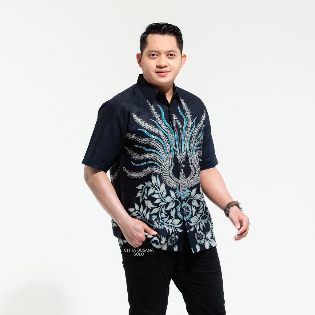 KRIDO ANGGO PENDEK Kemeja Batik Pria Full Furing Bahan Katun Primisima