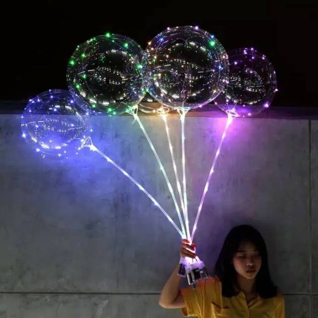 Balon Lampu Led Glitter Bening Transparan