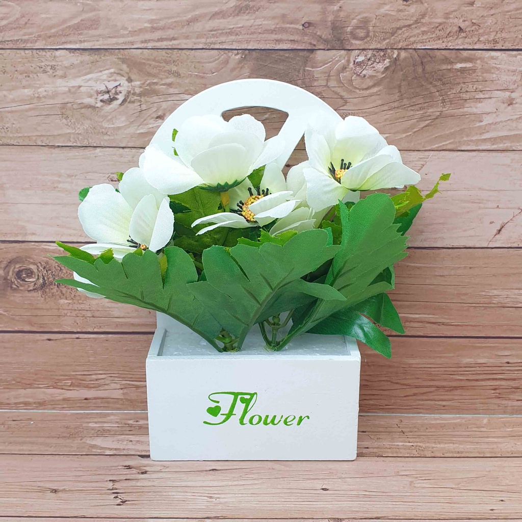 Hiasan Bunga Gantung Alternatif 1/  Bunga Dinding/ Bunga Plastik/  Bunga Artificial/ Bunga Palsu-Azalea Putih