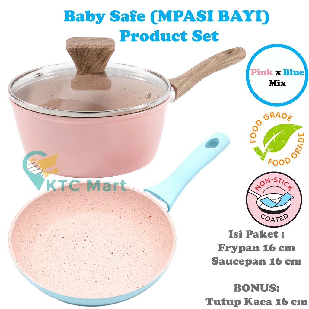 KTCmart - Panci Mpasi Bayi MINI Foodgrade anti lengket Granite Marble