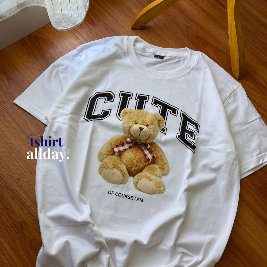 Tshirtallday Kaos Premium Pria &amp; Wanita 100% Cotton Combed bis Oversize CUTE BEAR