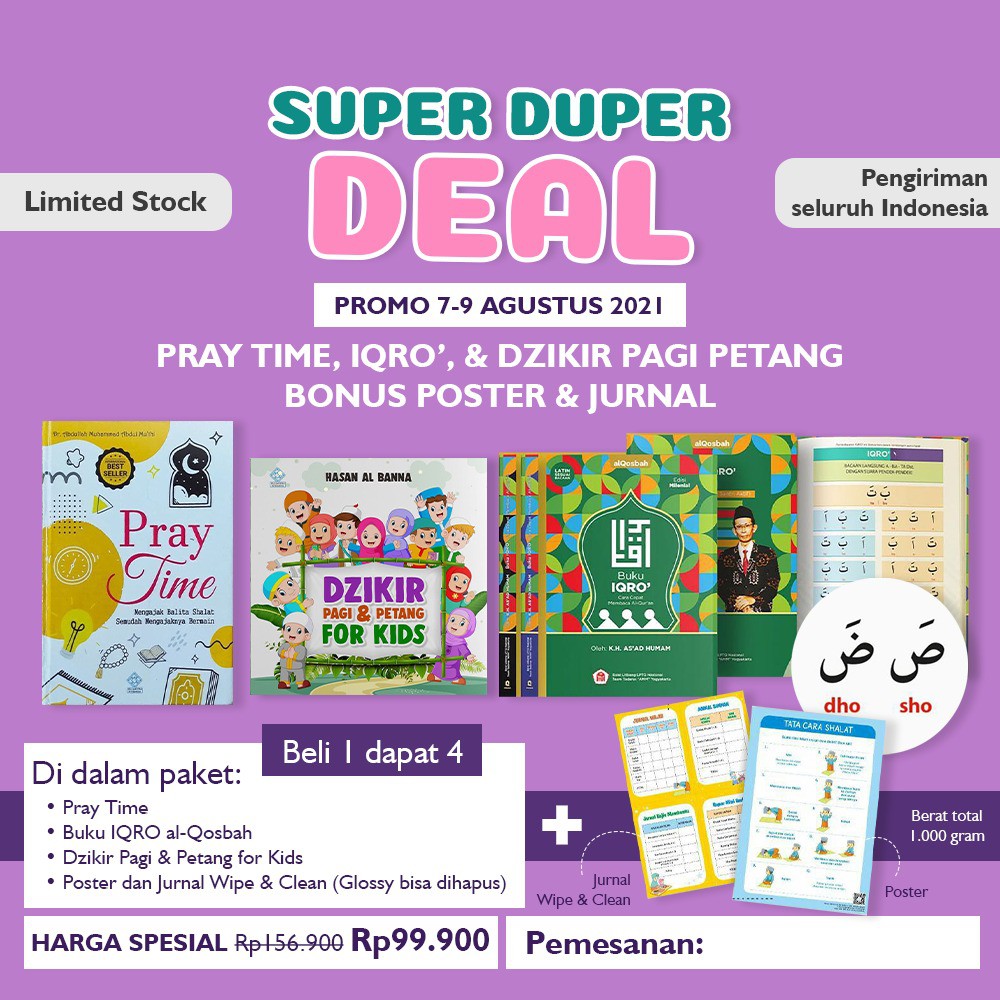 

Iqro Millenial, Pray Time, Dzikir Pagi dan Petang + Bonus Poster sholat dan jurnal WIPE and Clean