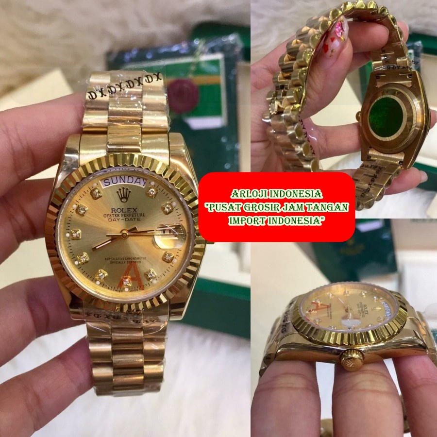 Diskon Jam Tangan Pria ROLEX DayDate Full Gold 36 SWISS ETA 1:1 Garansi 1th