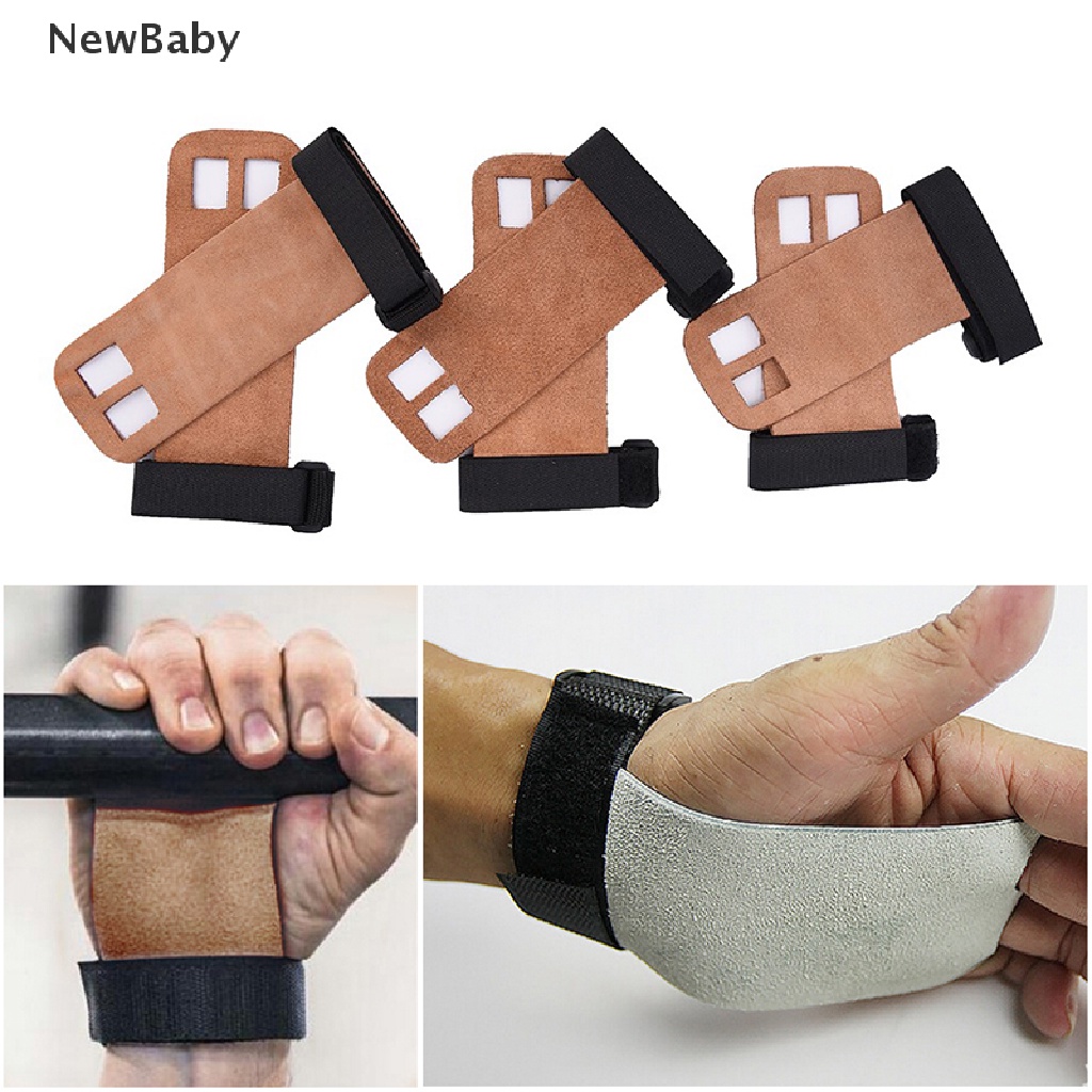 NewBaby 1 pair Grips crossfit gymnastics hand grip guard palm protectors glove Brown ID