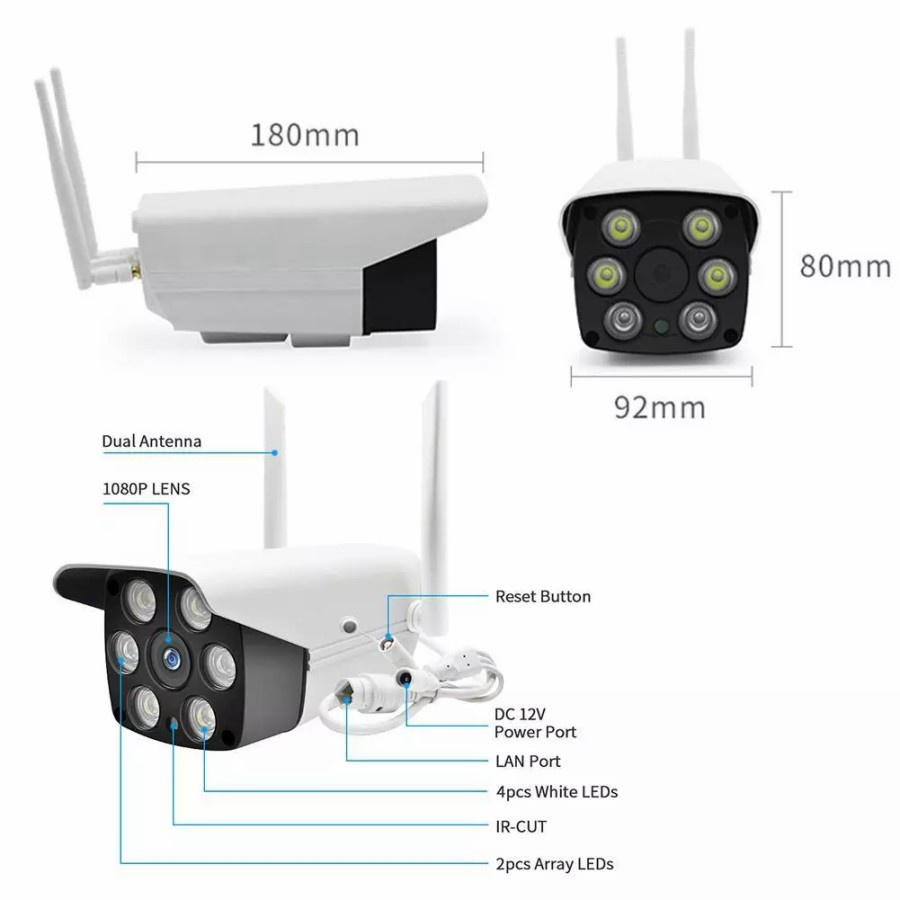 IP Outdoor V380 Color Fu / Ip Kamera 1080P CCTV Outdoor wifi Wireless 8MP