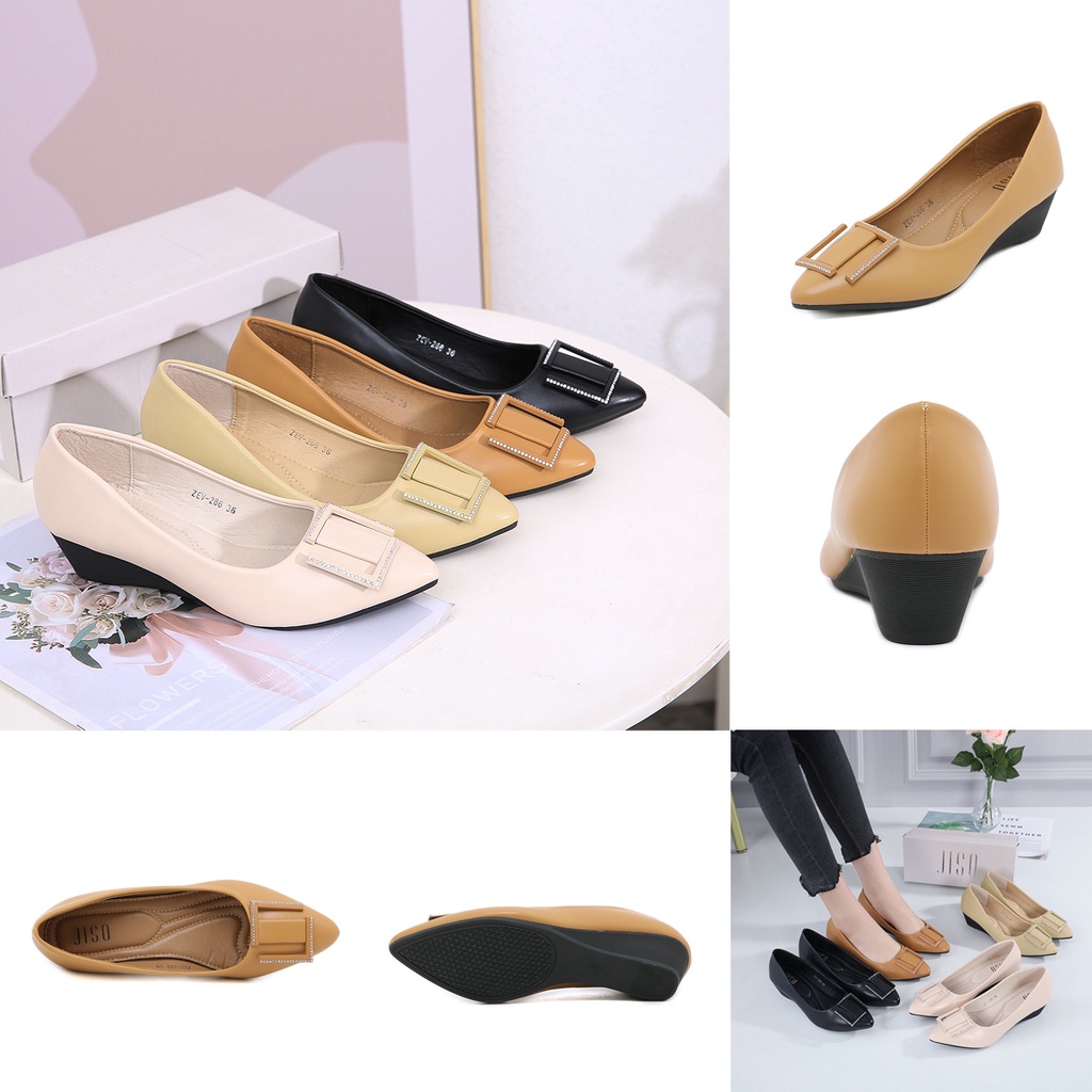 JISO RYONA ZEN-286 Sepatu Wedges Kerja Wanita 4cm Import