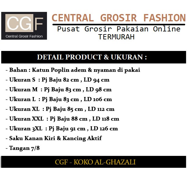 Koko Al-Ghazali - Central Grosir Fashion (CGF) - Ukuran S-3XL - Matt Katun Poplin