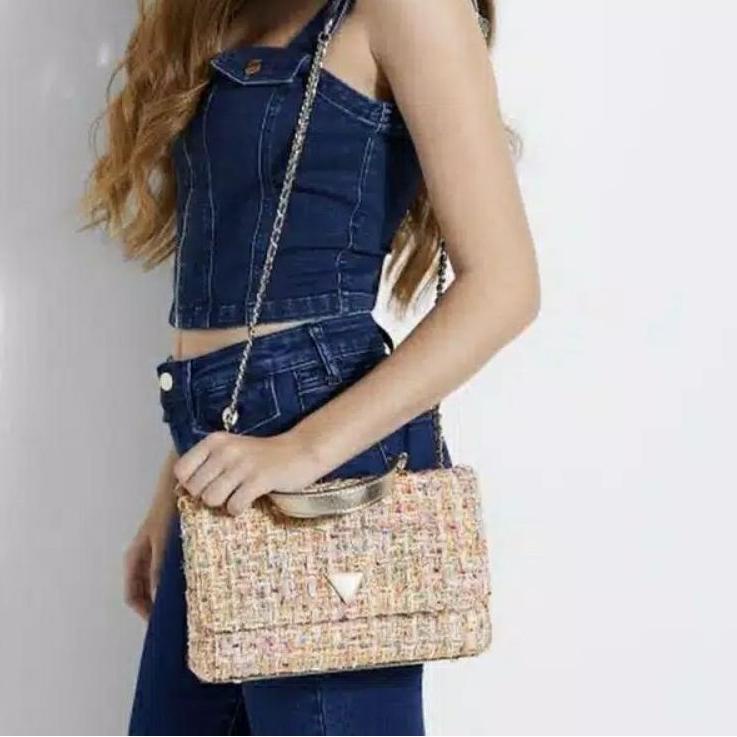 Brn31au22ѕ ‣ Tas Selempang Gz Cessily Tweed Convertible Crossbody Flap Bag #6047