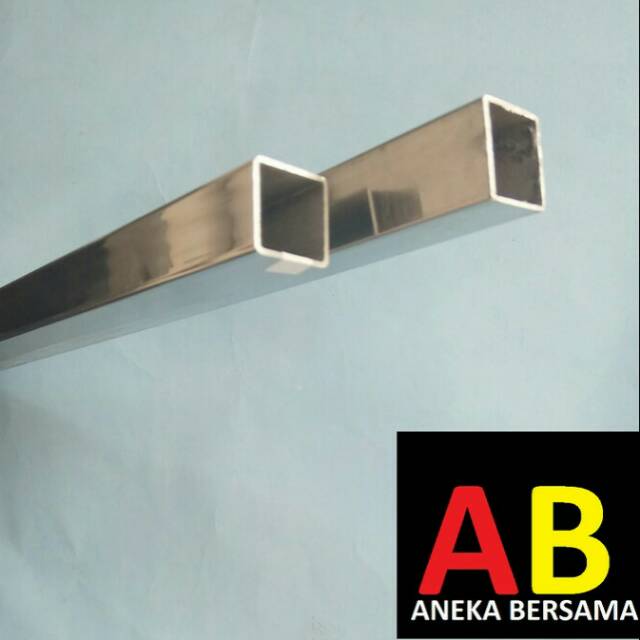 Hollow Stainless Steel Mirror / Hairline 2cm x 2cm Tebal 1mm