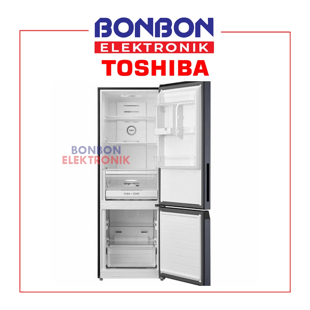 Toshiba Kulkas 2 Pintu Bottom Freezer GR-RB410WE-PMF / GRRB410WE 325L