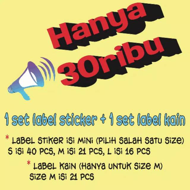 

PRomo paket stiker label swp plus label kain