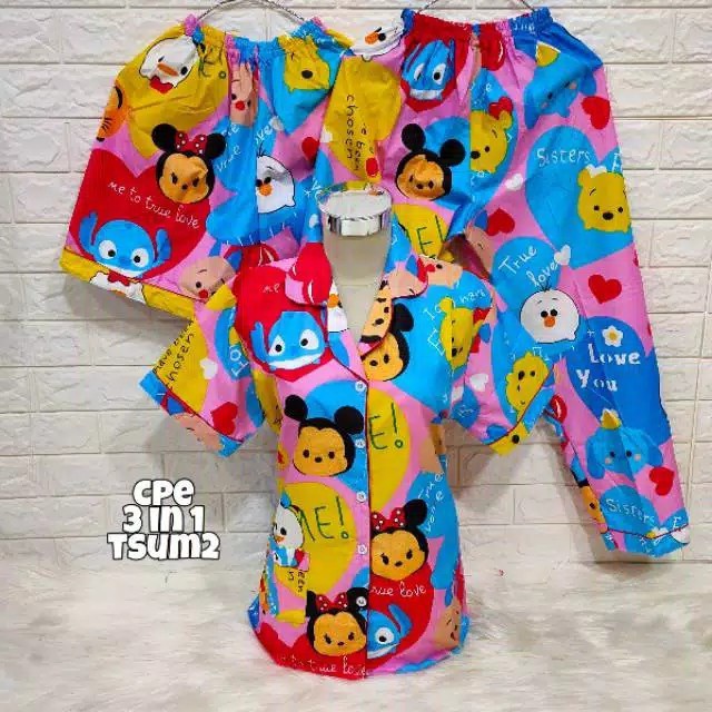 hokyfashion PIYAMA/BAJU TIDUR CP 3 IN 1 POOH HAPPY-3in1 tsum family pin