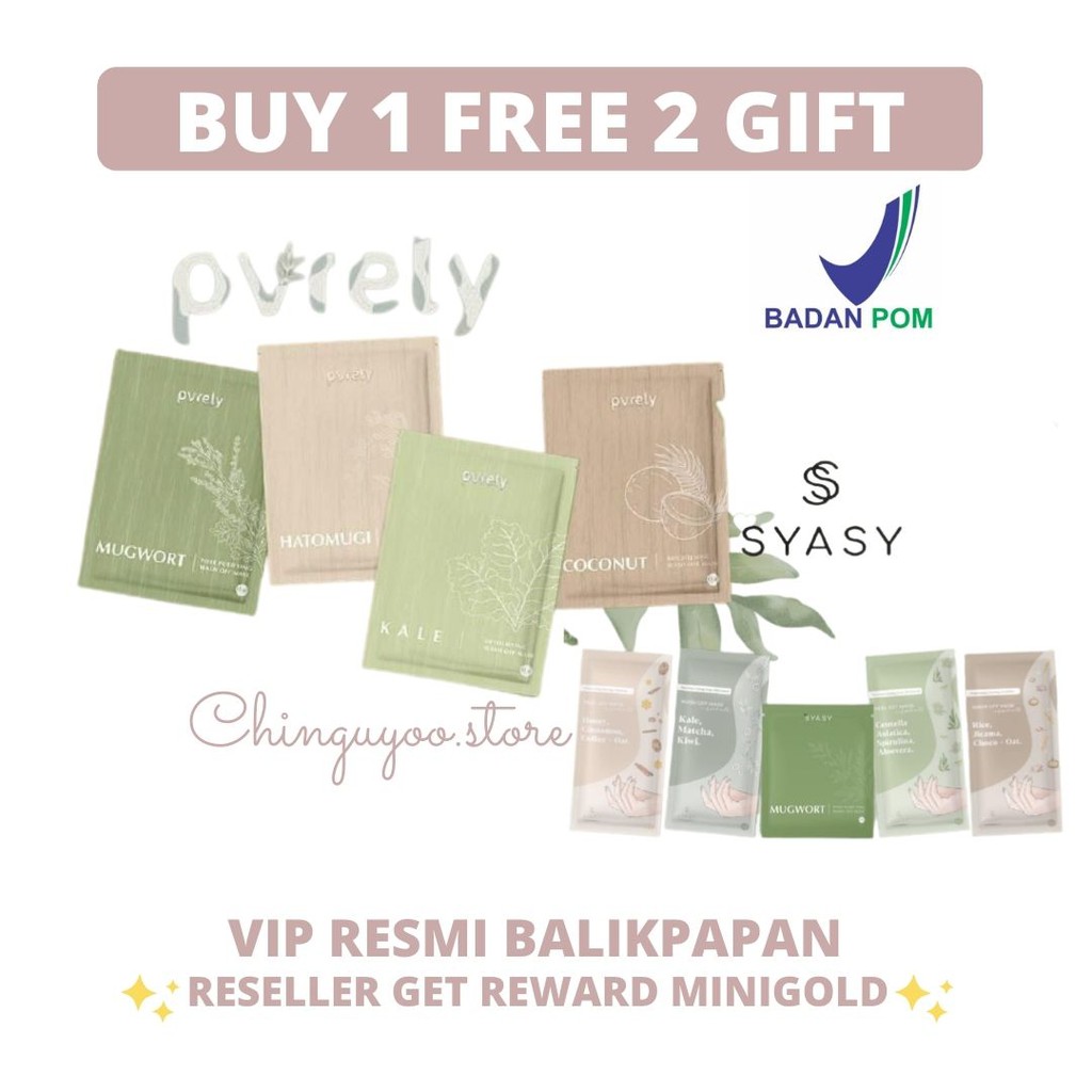 [ VIP BALIKPAPAN ] BPOM MASKER MUGWORT PVRELY / MUGWORT SYASY / HATOMUGI FACE MASK / MASKER WAJAH
