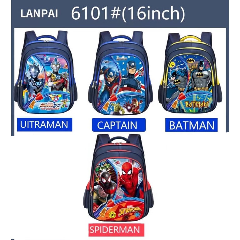 Tas Sekolah Anak Laki-Laki Karakter Ransel Import Anak Pria - Kids Backpack School Import