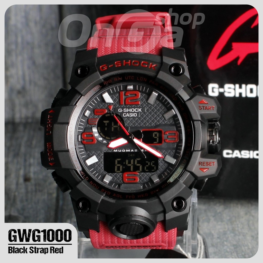 Casio G Shock GWG1000 Black Strap Red MUDMASTER Grade Original Digital Analog Timepieces