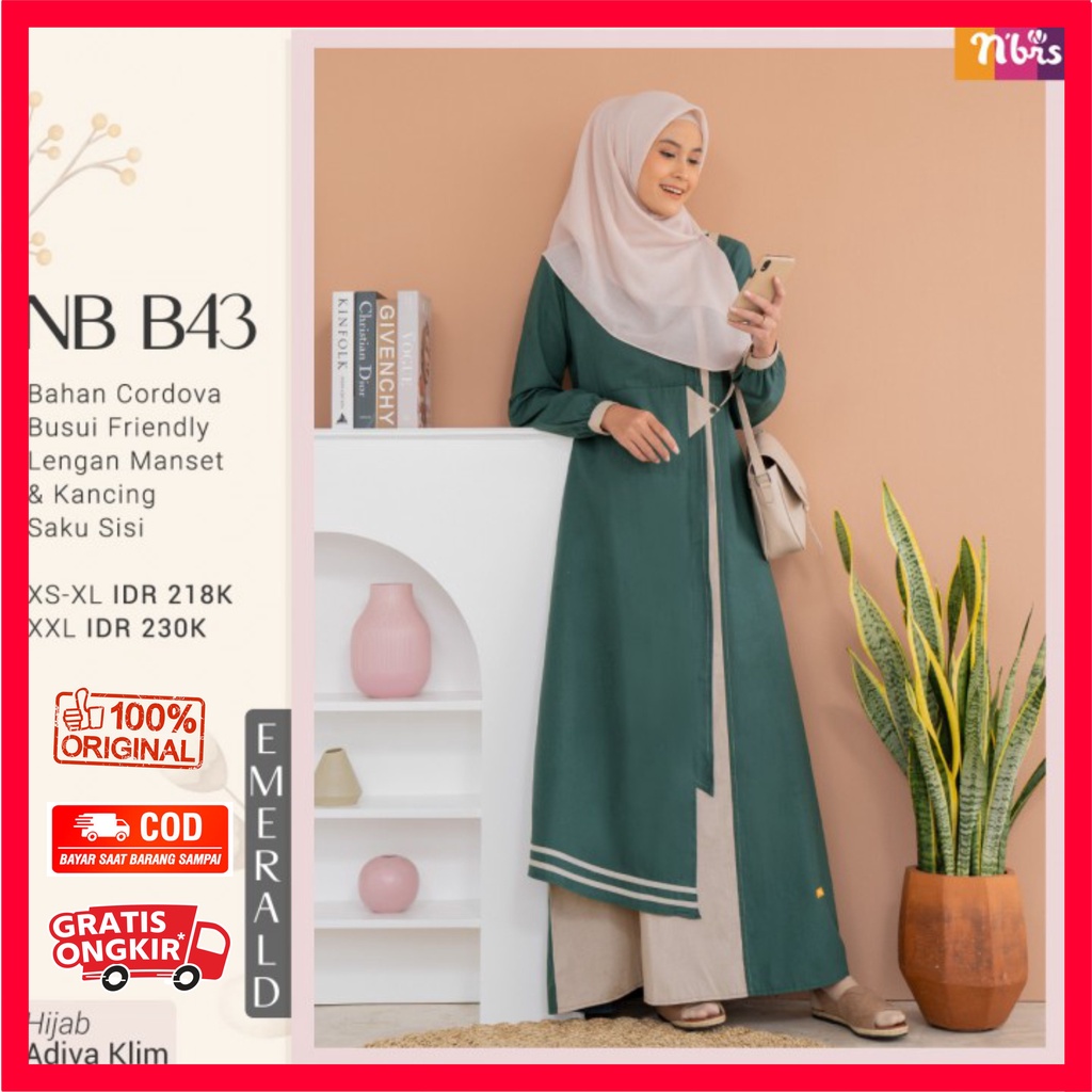 GAMIS NIBRAS NB B43 EMERALD // GAMIS POLOS BUSUI FRIENDLY TERBARU // READY STOCK & SIAP KIRIM