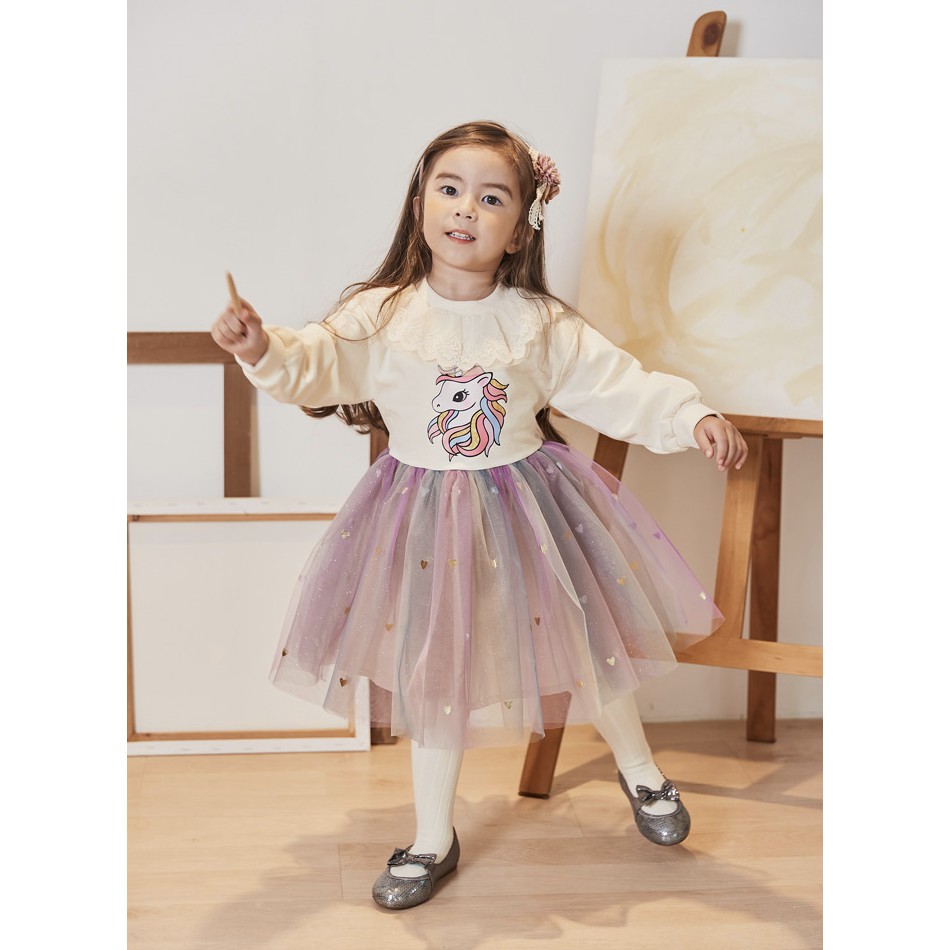 babyfit unicorn renda baju setelan anak perempuan sweater rok tutu