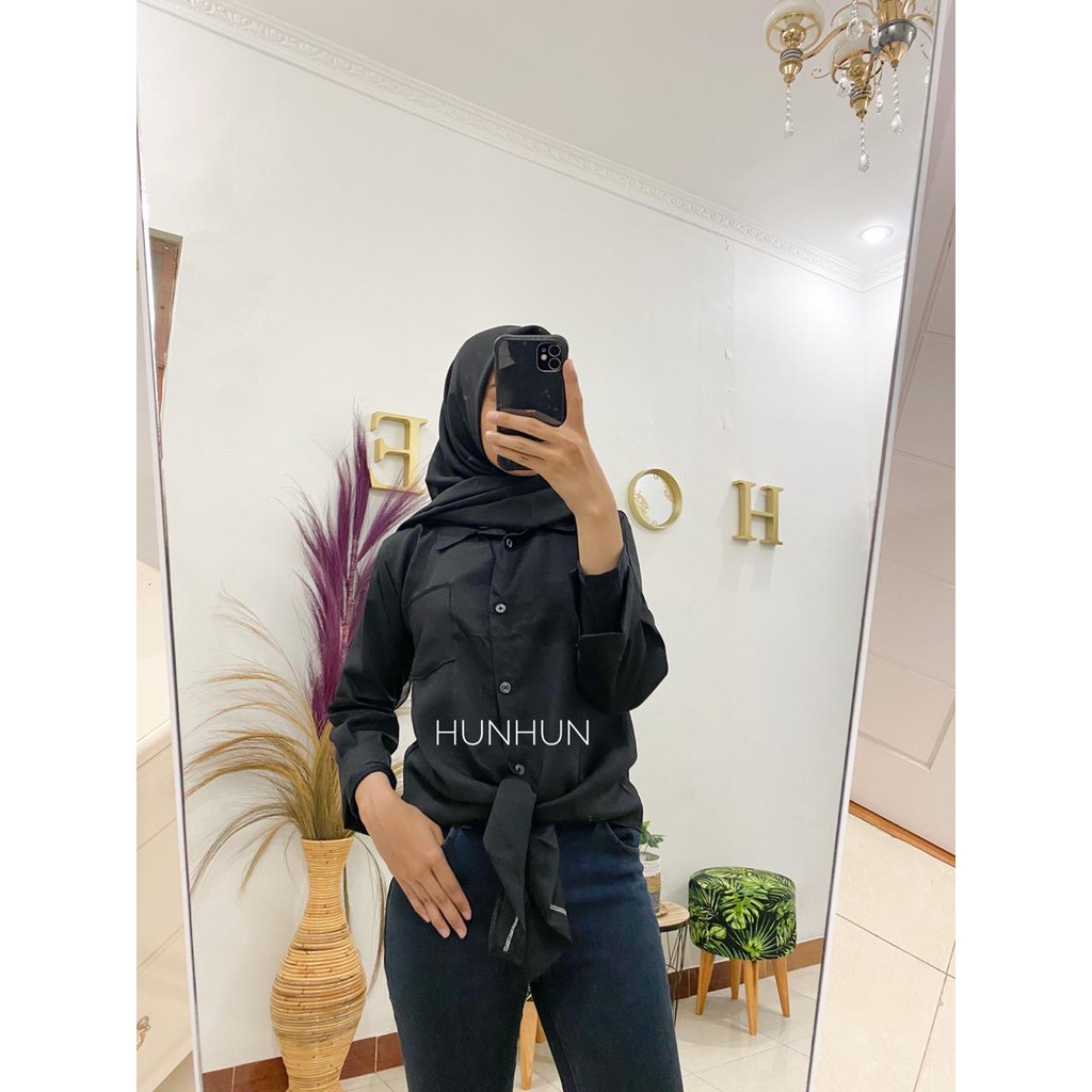 PLAIN KEMEJA PUSATGROSIR_SOLO/ BASIC TOP MOSSCREPE PREMIUM-PLAIN KMJ HITAM