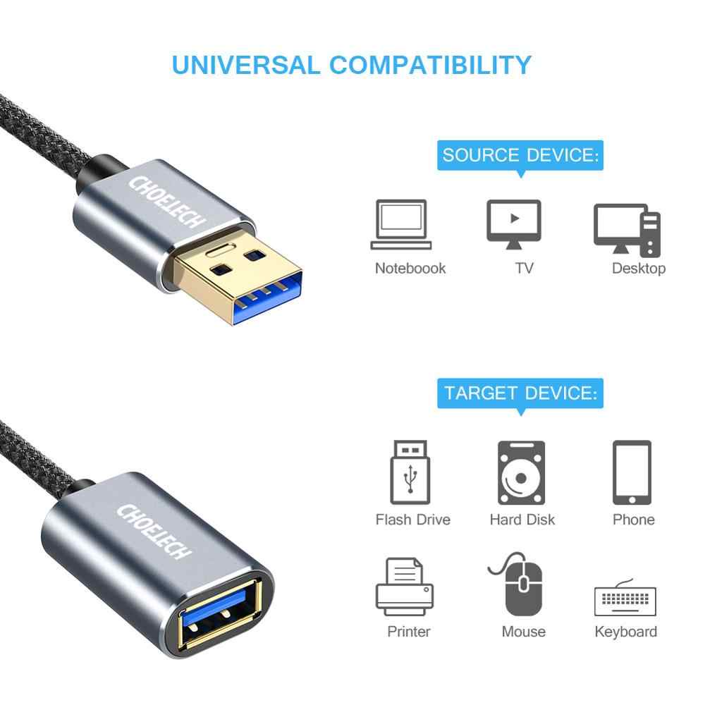 CHOETECH Kabel Extension USB 3.0 2 Meter - XAA001 - Silver