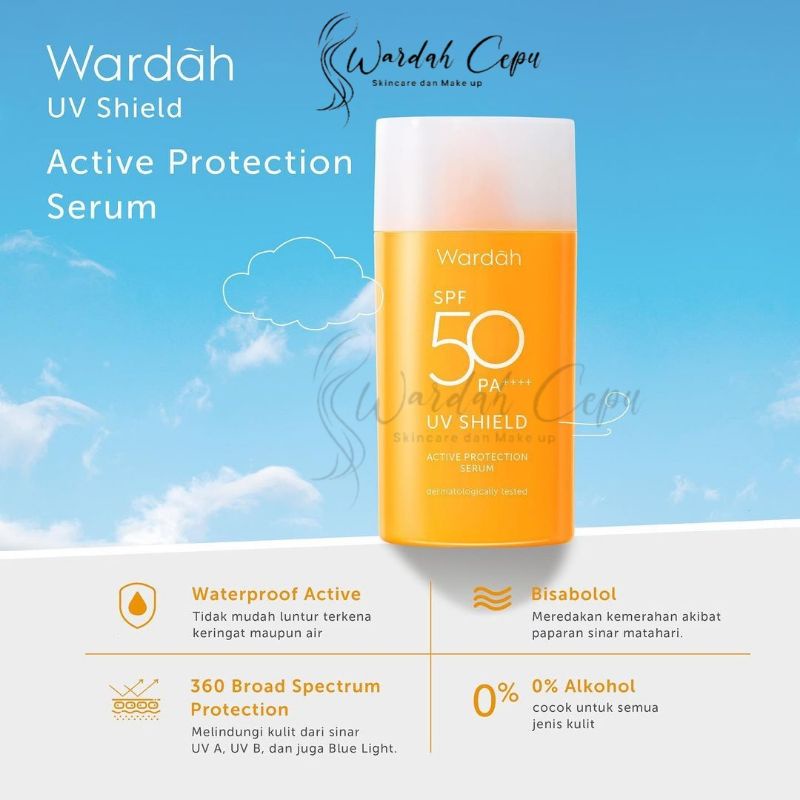 WARDAH UV SUNSCREEN SUNBLOCK SHIELD ACTIVE PROTECTION SERUM SPF 50 PA++ 35ML