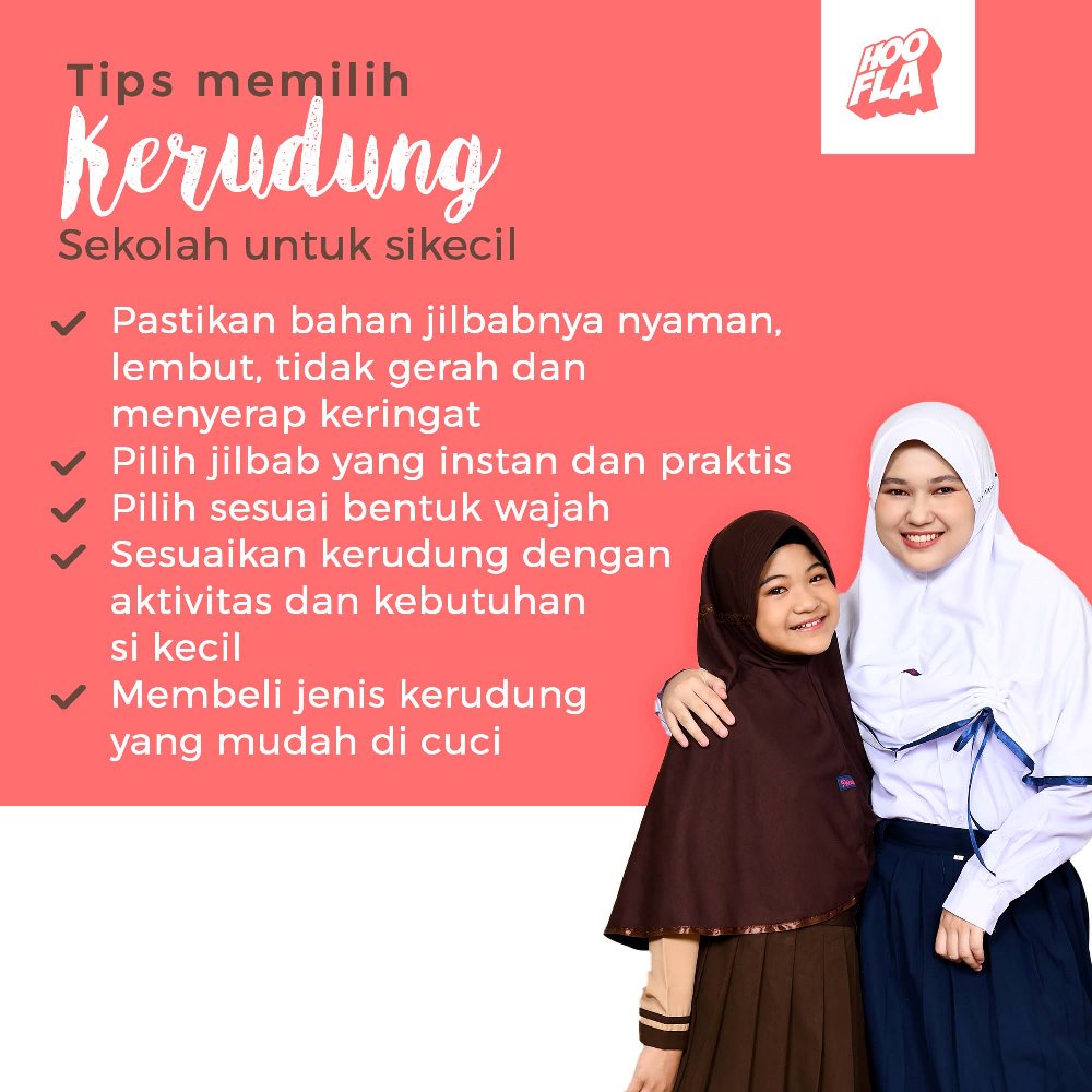 Hooflakids Kerudung Jilbab Anak Sekolah Instan Serut Tertutup SD SMPbhinneka