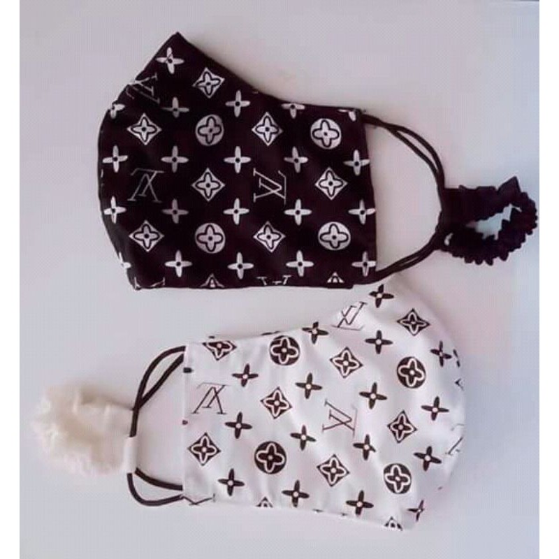 masker motif LV,  headlop hijab, masker kain bahan katun nyaman dan fashionable