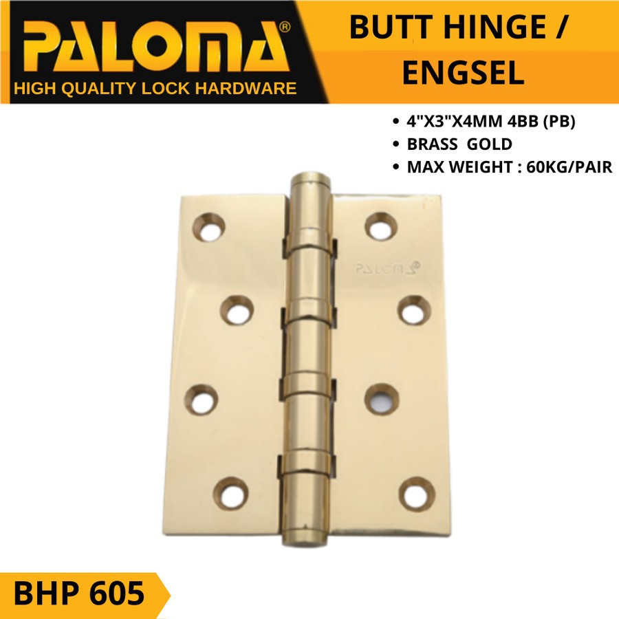 Engsel pintu Paloma BHP 605 4"4MM 4BB Gold