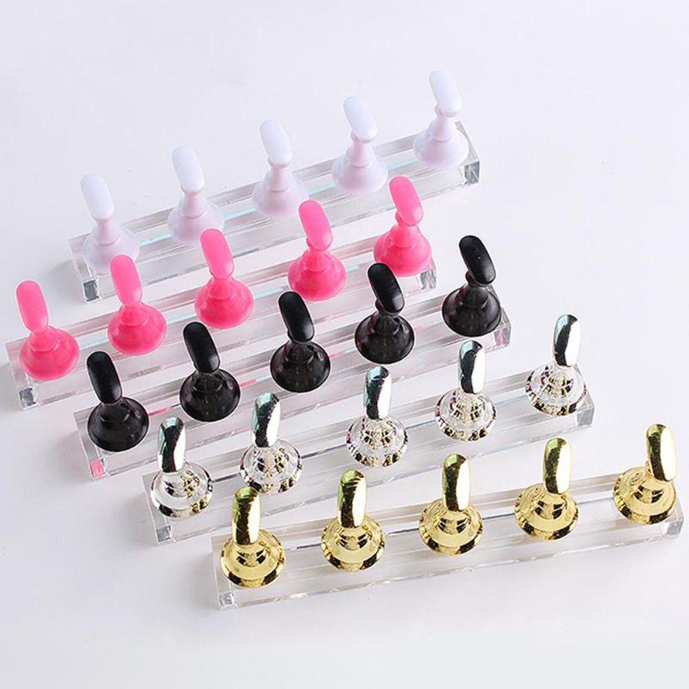 Mxbeauty Fake Nail Tip Holder Wanita 5Pcs Alat Pajangan Kuku Palsu Tip Magnet Nail Art Training Latihan Kuku Palsu Model Praktek Nail Art Stands