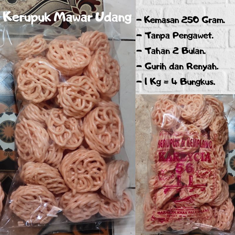 

Kerupuk Udang Mawar Merah , Isi 250 Gram Khas Palembang