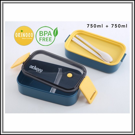Tas Bekal Makan / Kotak Makan Set / Lunch Box Set Premium Orinoco Lunchbox Double-Layer Ukuran Besar