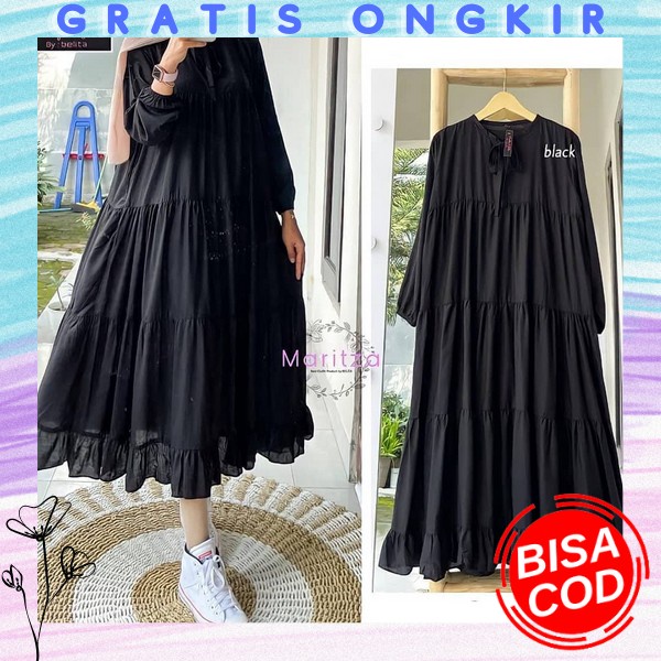 Termurah - Dress Bahan Tebal Gamis Wanita Terbaru 2022 Baju Dress Wanita Model Baru Gamis Lebaran Mu