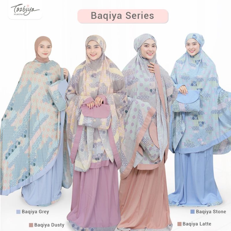 mukena tazbiya motif 2in1 baqiya dewasa jumbo allsize bahan katun rayon mukenah adem