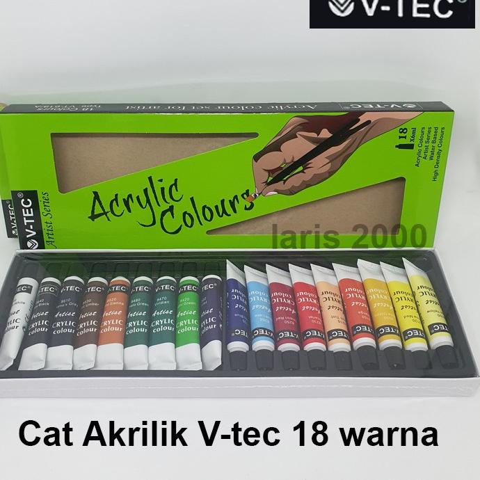 

Kejutan Termurah V-tec Cat Akrilik / Cat Acrylic Colour Paint Set 18 Warna Vtec Lukis Kanvas