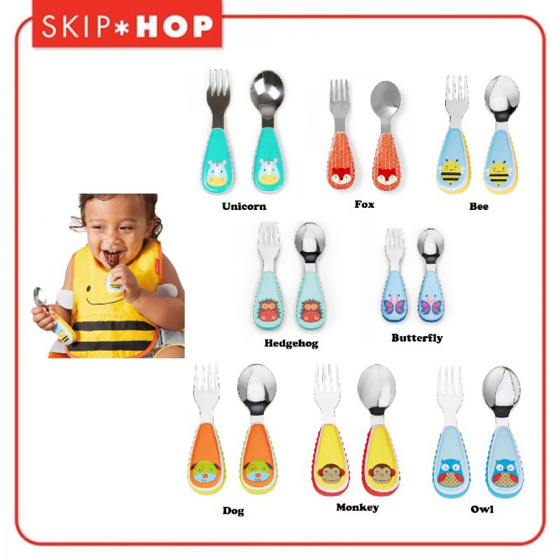 Skip Hop Zoo Utensil Kids Fork &amp; Spoon Garpu dan Sendok Anak - Tersedia Pilihan Motif