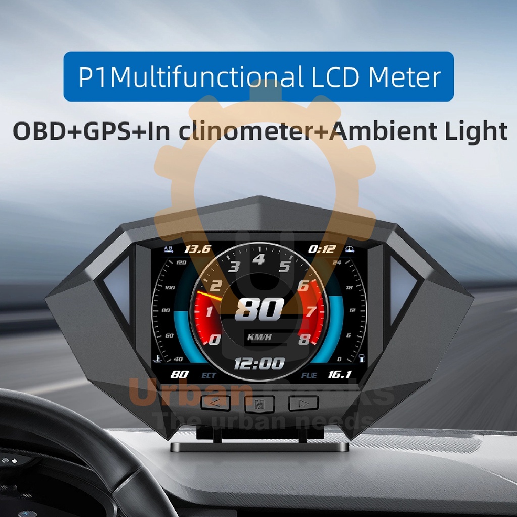 HUD Head Up Display P1 Multifunctional LCD Meter OBD2