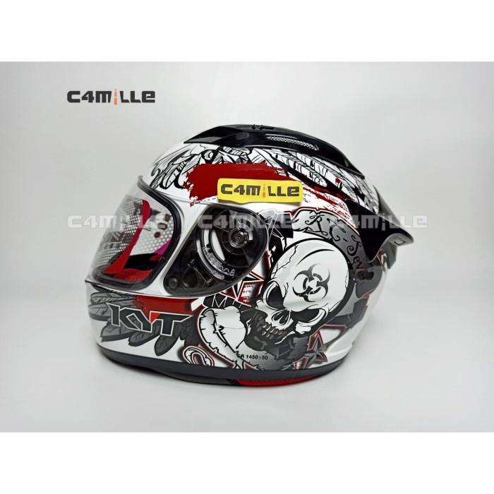 HELM KYT RC7 RC 7 MOTIF 13 WHITE BLACK RED FULL FACE