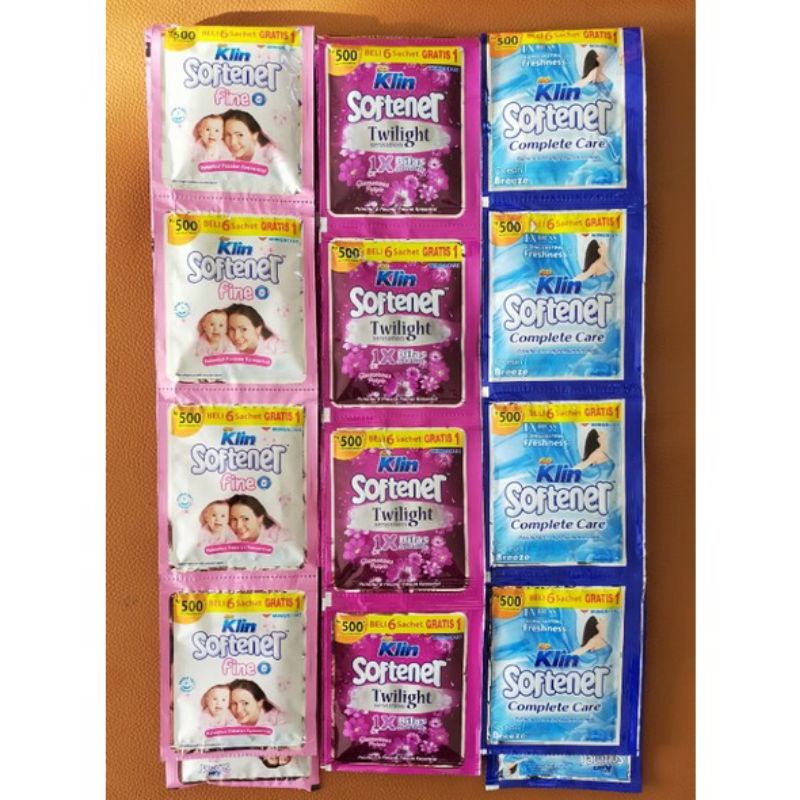 Softener Soklin Sachet Pelembut dan Pewangi pakaian 1x bilas, 1 Renceng isi 12 sachet
