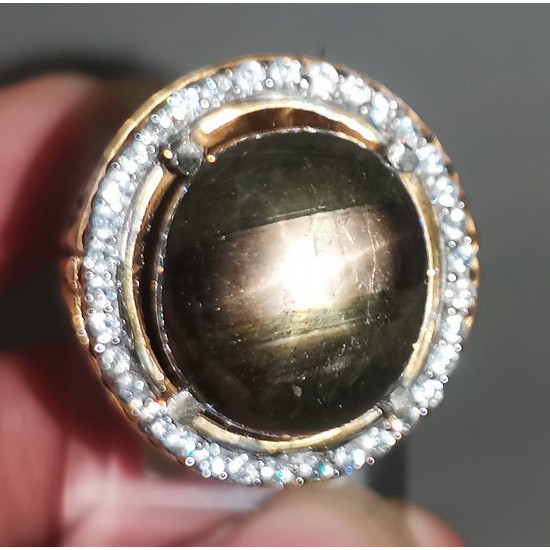 Batu Cincin Black Safir Star 6 Kresnadana Bangsing Hitam Asli Natural