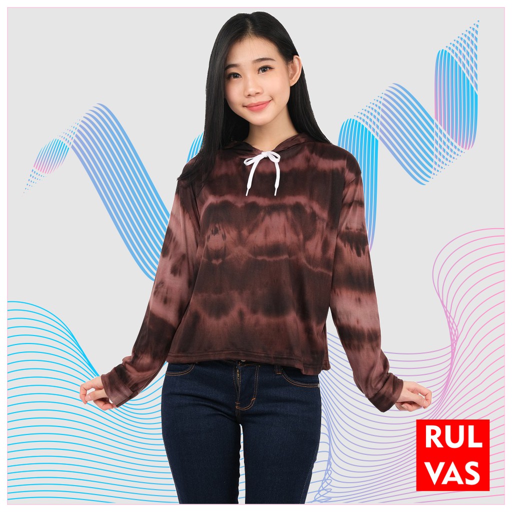 Sweater Crop Hoodie Tie Dye XXL Jumbo outerwear Wanita