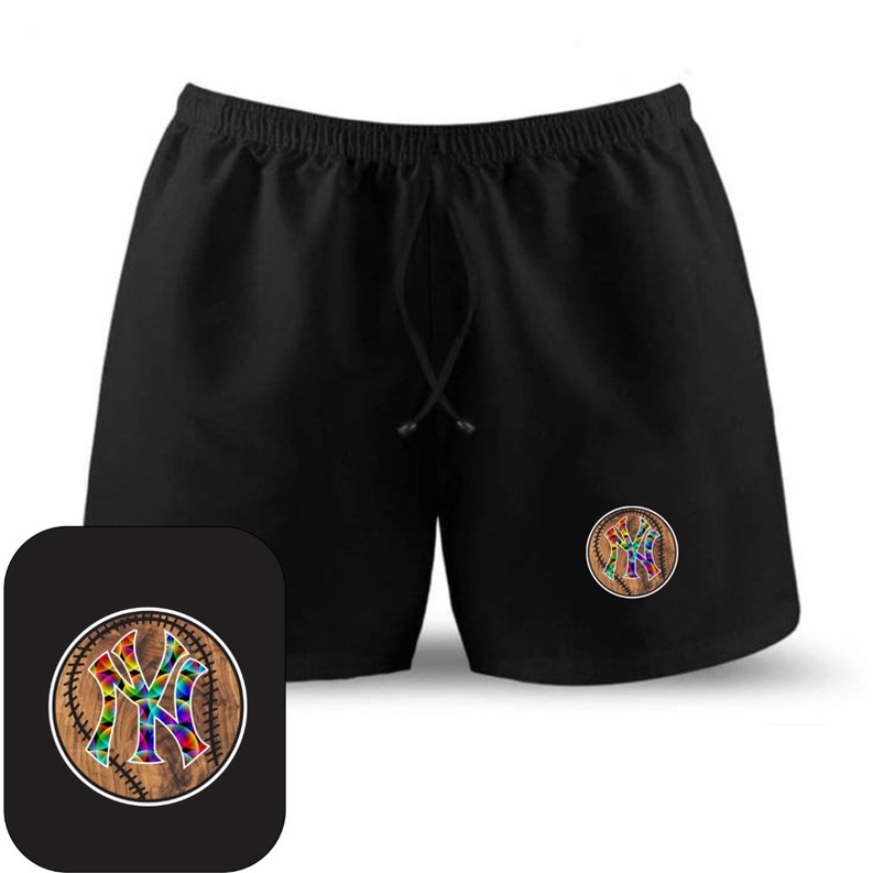 Nomieshop.Celana pendek cowok logo NY BALL.DIGITAL PRINTING,bahan fleece lembut,bisa COD.