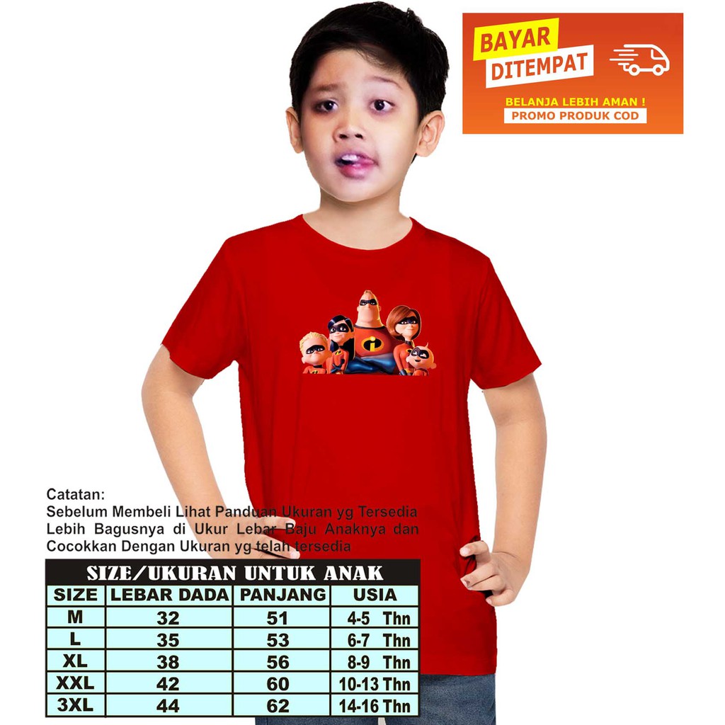 BAJU ANAK LAKI-LAKI Incredible-3 / T-Shirt Anak Pria / Baju Kaos Pria murah / Atasan Laki-Laki